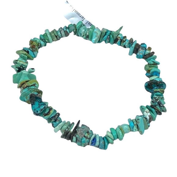 Natural Turquoise Bracelet Beaded Gemstone Chip Chips Stone Stretch Style Boho - Picture 4 of 5